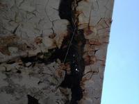 Rust damage on deck overhang